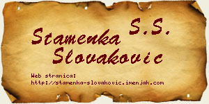 Stamenka Slovaković vizit kartica